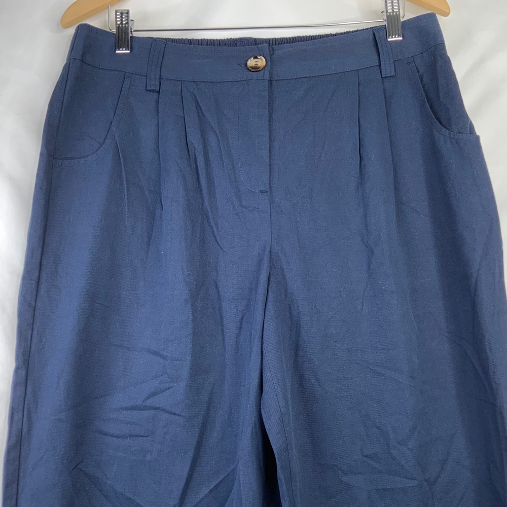 Halara Navy Blue Cotton Pleated Jogger Pants Womens Large NWT High Waisted - Picture 3 of 8
